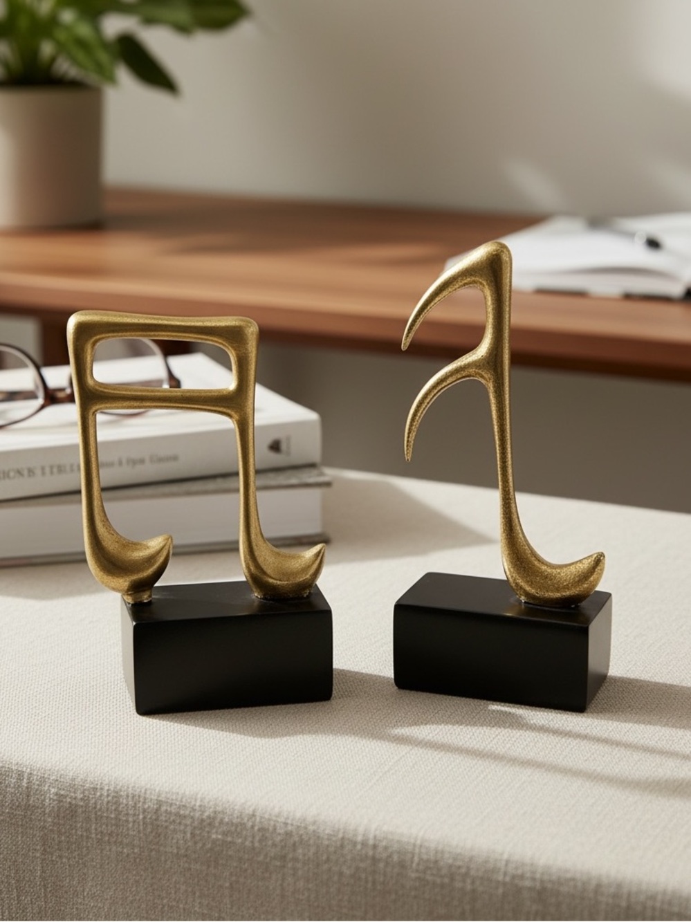 Vintage Resin Music Note Figurine Set of 2